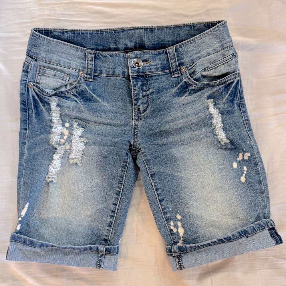 Distressed Y2K Low-Rise Denim Shorts